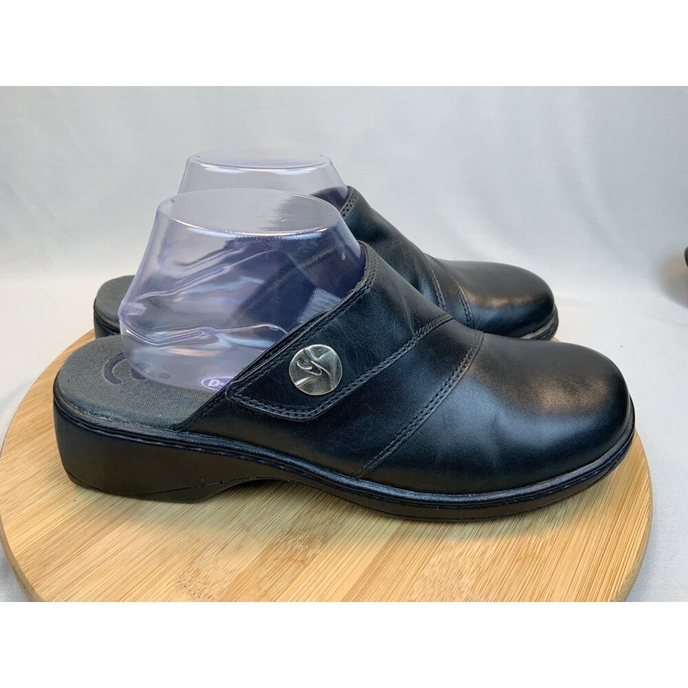 Dr. Scholls CLog 10 Black Leather Women’s Slip On Lana Gel PAC Insole